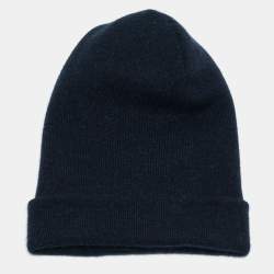 Pre Owned Loro Piana Navy Blue Berretto Cashmere & Alpaca Beanie Hat