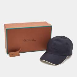 Loro Piana Navy Blue Logo Embroidered Microfibre Storm System Baseball Cap M