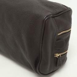Loro Piana Brown Leather Dopp Kit Pouch