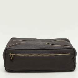 Loro Piana Brown Leather Dopp Kit Pouch