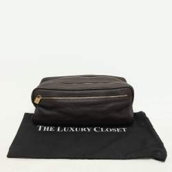 Loro Piana Brown Leather Dopp Kit Pouch