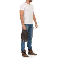 Loro Piana Brown Leather Dopp Kit Pouch