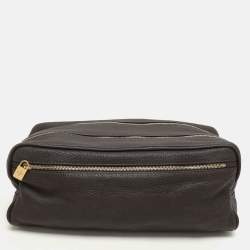 Loro Piana Brown Leather Dopp Kit Pouch
