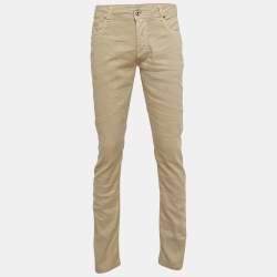 Pre Owned Loro Piana Cream Cotton Blend Relaxed Fit Trousers L