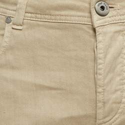 Pre Owned Loro Piana Cream Cotton Blend Relaxed Fit Trousers L