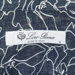 Pre Owned Loro Piana Blue Andre Floral Print Linen Buttoned-Up Shirt S