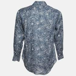 Pre Owned Loro Piana Blue Andre Floral Print Linen Buttoned-Up Shirt S