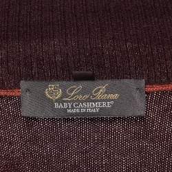Pre Owned Loro Piana Burgundy Cashmere Knit Aspen Polo Sweatshirt L