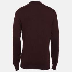 Pre Owned Loro Piana Burgundy Cashmere Knit Aspen Polo Sweatshirt L
