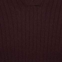 Pre Owned Loro Piana Burgundy Cashmere Knit Aspen Polo Sweatshirt L
