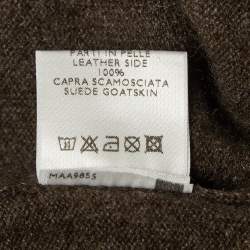 Pre Owned Loro Piana Grey Suede Trim Cashmere Collared Sweatshirt M