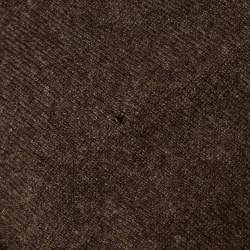 Pre Owned Loro Piana Grey Suede Trim Cashmere Collared Sweatshirt M