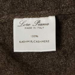 Pre Owned Loro Piana Grey Suede Trim Cashmere Collared Sweatshirt M