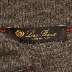 Pre Owned Loro Piana Grey Suede Trim Cashmere Collared Sweatshirt M