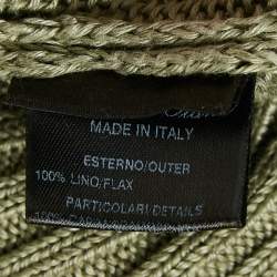 Loro Piana Light Green Linen Knit Button Front Cardigan L