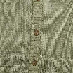 Loro Piana Light Green Linen Knit Button Front Cardigan L