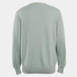 Pre Owned Loro Piana Grey Cashmere Knit V-Neck Sweater XXXL