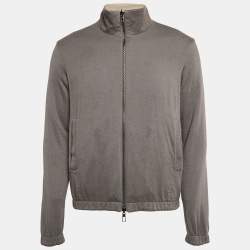 Pre Owned Loro Piana  Green Synthetic and Cashmere Reversible Windmate Bomber Jacket M