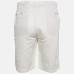 Pre Owned Loro Piana White Herringbone Regular Short XXL