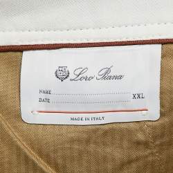 Pre Owned Loro Piana White Herringbone Regular Short XXL
