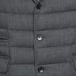 Pre Owned Loro Piana Grey Cashmere Quilted Down Jacket L