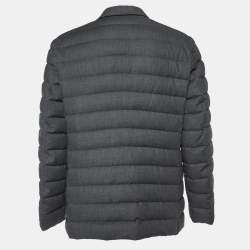 Pre Owned Loro Piana Grey Cashmere Quilted Down Jacket L