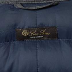 Pre Owned Loro Piana Grey Cashmere Quilted Down Jacket L