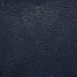 Pre Owned Loro Piana Blue Cashmere Knit V-Neck Sweatshirt M