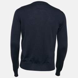 Pre Owned Loro Piana Blue Cashmere Knit V-Neck Sweatshirt M
