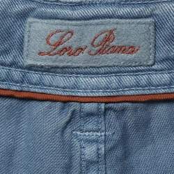 Pre Owned Loro Piana Blue Linen Blend Slim Fit Pants S