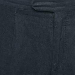 Pre Owned Loro Piana Navy Blue Linen Blend Slim Fit Tapered Pants M