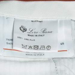 Pre Owned Loro Piana Navy Blue Linen Blend Slim Fit Tapered Pants M