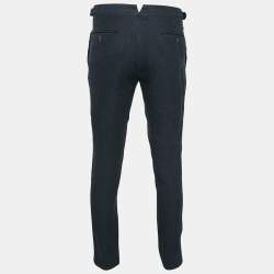 Pre Owned Loro Piana Navy Blue Linen Blend Slim Fit Tapered Pants M
