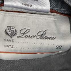 Pre Owned Loro Piana Grey Denim 5 Tasche Slim Jeans S Waist 32"