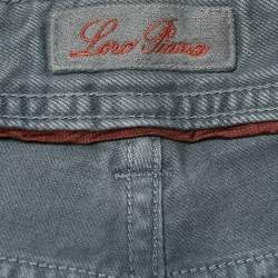 Pre Owned Loro Piana Grey Denim 5 Tasche Slim Jeans S Waist 32"