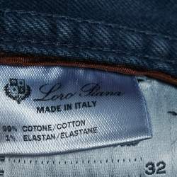 Pre Owned Loro Piana Blue Cotton 5 Tasche Slim Pants M