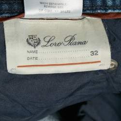 Pre Owned Loro Piana Blue Denim Tasche Slim Jeans S Waist 32"