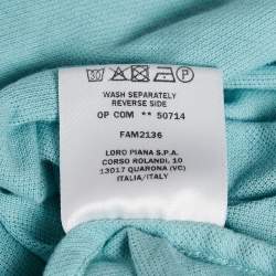 Pre Owned Loro Piana Blue Pique Cotton Polo T-Shirt M