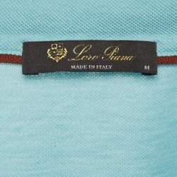 Pre Owned Loro Piana Blue Pique Cotton Polo T-Shirt M
