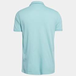 Pre Owned Loro Piana Blue Pique Cotton Polo T-Shirt M