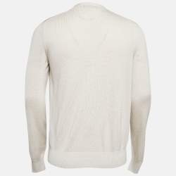 Pre Owned Loro Piana Cream Cashmere Knit Button Front Cardigan L