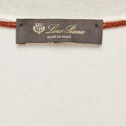 Pre Owned Loro Piana Cream Cashmere Knit Button Front Cardigan L