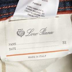 Pre Owned Loro Piana Navy Blue Denim Straight Leg Jeans M Waist 32"