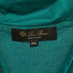 Pre Owned Loro Piana Green Pique Cotton Knit Hooded Jumper XXXL