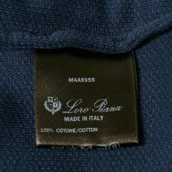 Pre Owned Loro Piana Blue Pique Cotton Long Sleeve Polo T-Shirt 4XL