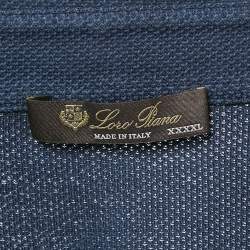 Pre Owned Loro Piana Blue Pique Cotton Long Sleeve Polo T-Shirt 4XL