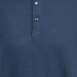Pre Owned Loro Piana Blue Pique Cotton Long Sleeve Polo T-Shirt 4XL