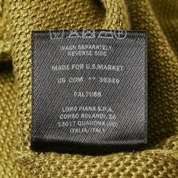 Pre Owned Loro Piana Olive Green Silk and Cashmere Knit Long Sleeve Polo T-Shirt 4XL