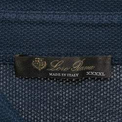 Pre Owned Loro Piana Navy Blue Cotton Full Sleeve Polo T-Shirt 4XL