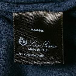 Pre Owned Loro Piana Navy Blue Cotton Full Sleeve Polo T-Shirt 4XL